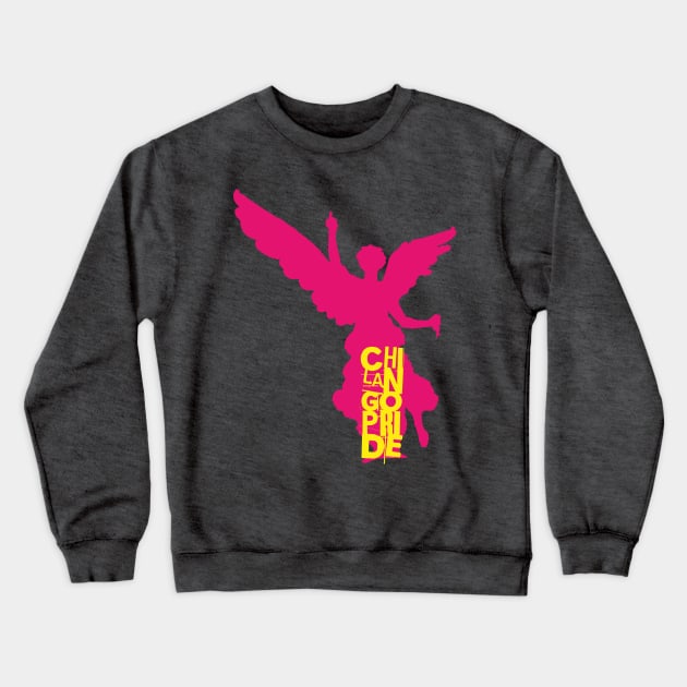 Chilango Pride / Orgullo Chilango Logo Version 2 with Attitude Pink Yellow Crewneck Sweatshirt by chilangopride